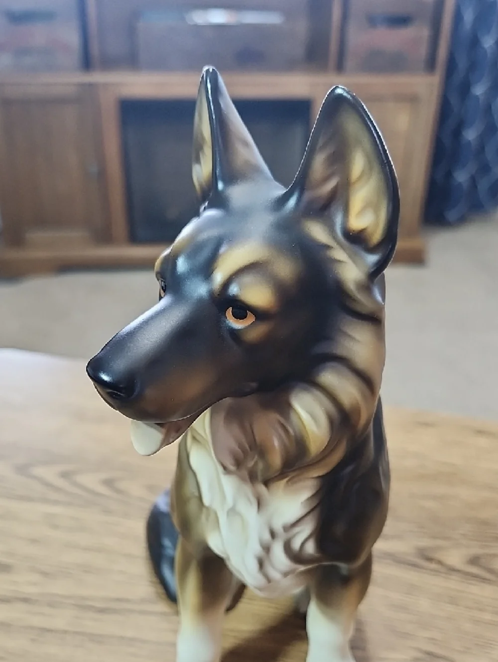 Beautiful, Large ceramic statue German Shepherd Dog Figurine Black & Tan puppy